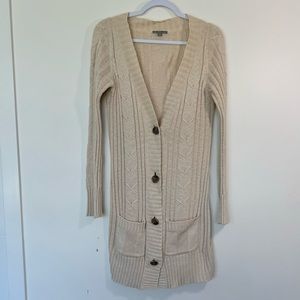 James Perse Cream Long Cable Knit Cardigan